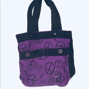 Black Rivet Peace and Love Large Tote Shoulder Bag
